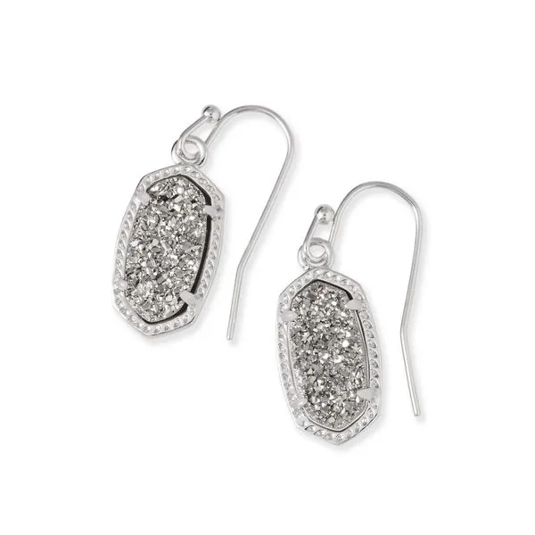 Lee White Rhodium Plated Signature Drop Earrings With Platinum Drusy Doland Jewelers, Inc. Dubuque, IA