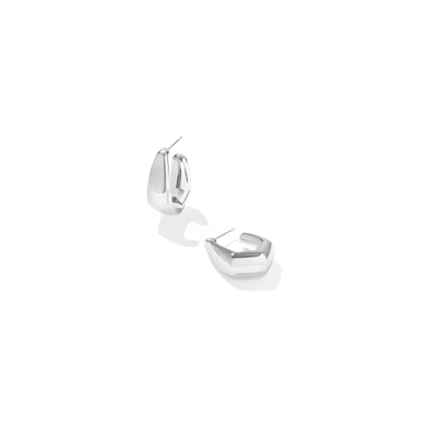 Kaia White Rhodium Plated Hoop Earrings Doland Jewelers, Inc. Dubuque, IA