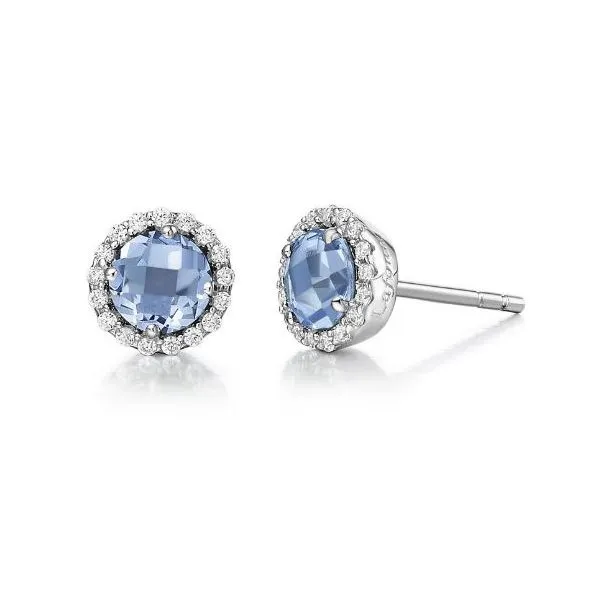 Sterling Silver Blue Topaz Halo Stud Earrings Doland Jewelers, Inc. Dubuque, IA