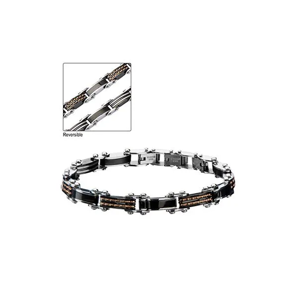 Men's Stainless Steel Black IP & Rose Gold IP Reversible Bracelet Doland Jewelers, Inc. Dubuque, IA