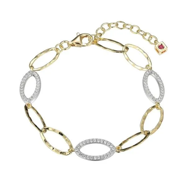Two Tone Sterling Silver Bracelet With Round Cubic Zirconiums Doland Jewelers, Inc. Dubuque, IA