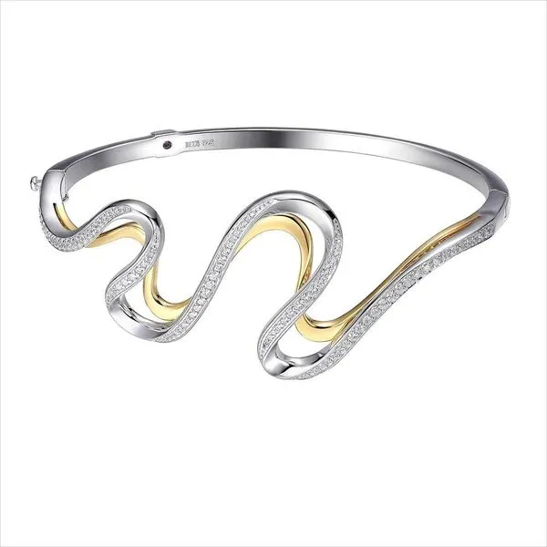 Two Tone Sterling Silver & 14K Yellow Gold Plated "Moon Shadow" Bangle Bracelet Doland Jewelers, Inc. Dubuque, IA