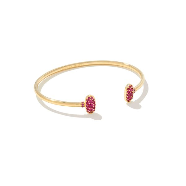 Grayson Yellow 14 Karat Gold Plated Cuff Bracelet With Ruby Crystals Doland Jewelers, Inc. Dubuque, IA