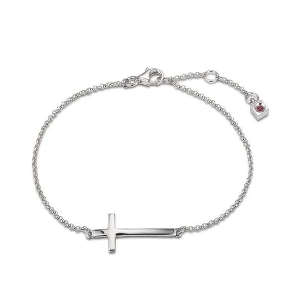 Sterling Silver Sideways Cross Bracelet