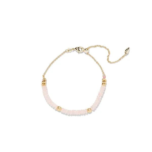 Deliah Yellow 14 Karat Gold Plated Adjustable Bracelet with Rose Quartz Doland Jewelers, Inc. Dubuque, IA