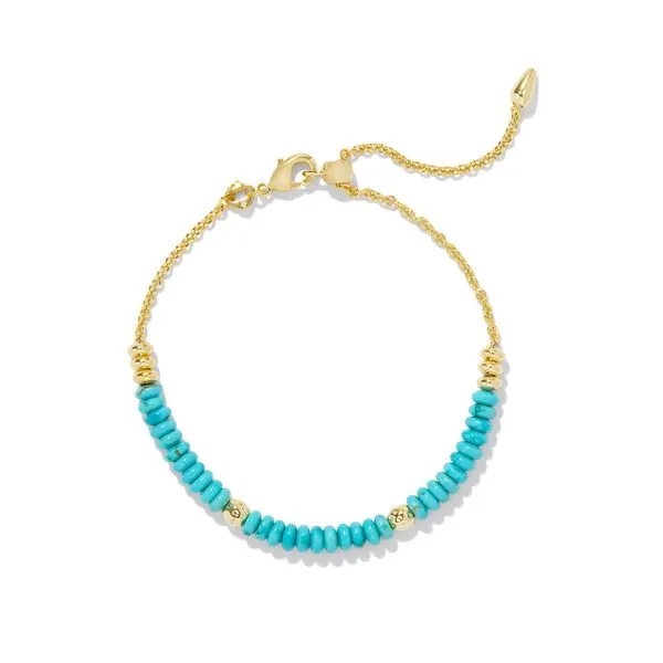 Deliah Yellow 14 Karat Gold Plated Adjustable Bracelet with Turquoise Doland Jewelers, Inc. Dubuque, IA