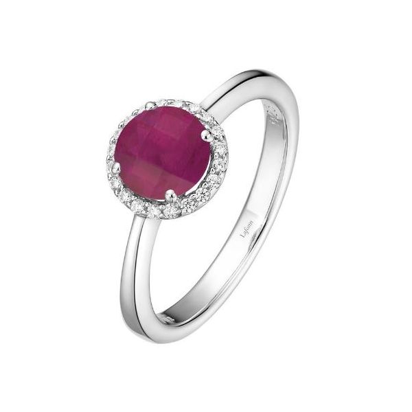 White Sterling Silver Ruby Halo Ring Doland Jewelers, Inc. Dubuque, IA