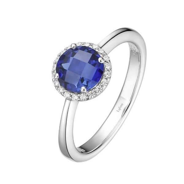 White Sterling Silver Sapphire Halo Ring Doland Jewelers, Inc. Dubuque, IA