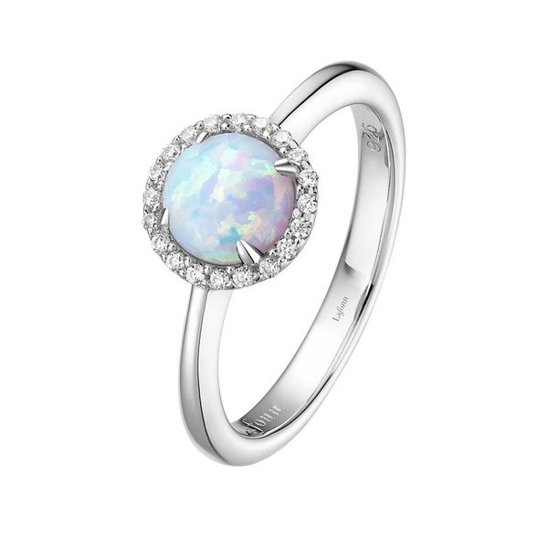 White Sterling Silver October Birthstone Halo Mother's Ring Doland Jewelers, Inc. Dubuque, IA