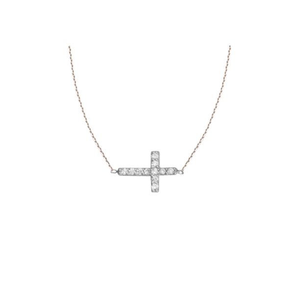 Yellow Diamond Sideways Cross Necklace