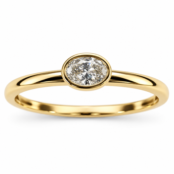 14K Yellow Gold East-West Oval Diamond Bezel Ring Dominion Jewelers Falls Church, VA