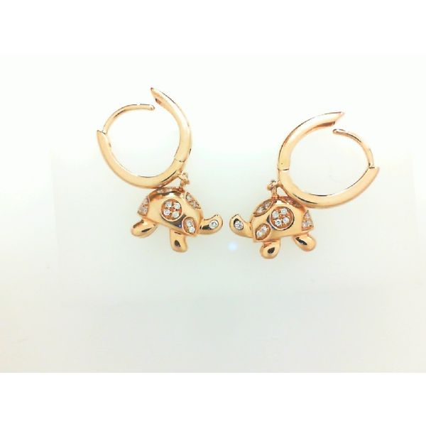 18 Karat Rose Gold Diamond Huggie Earrings Dominion Jewelers Falls Church, VA