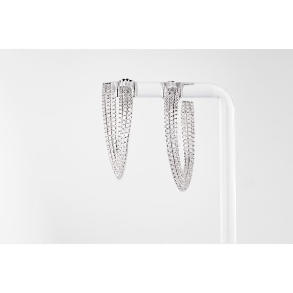 18 Karat White Gold In/Out Hoop Diamond Earrings Dominion Jewelers Falls Church, VA