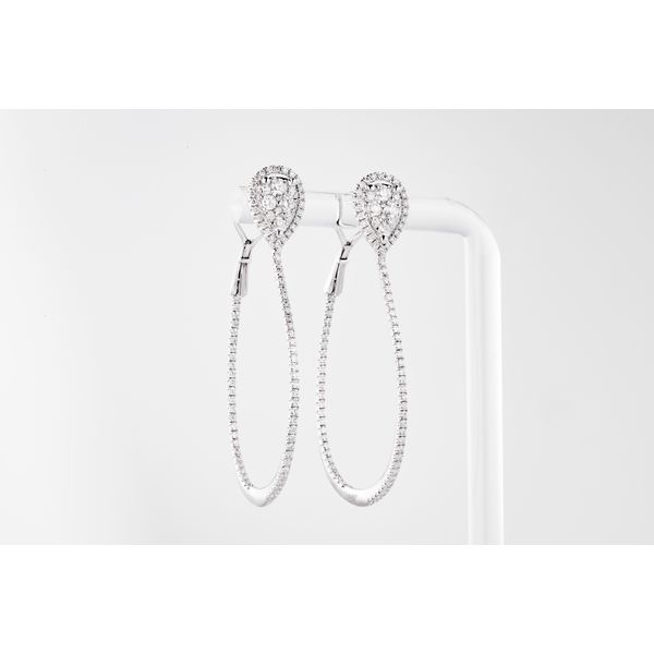 18K White Gold Diamond In/Out Hoop Earrings Dominion Jewelers Falls Church, VA