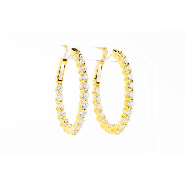 18K Yellow Gold Diamond In/Out Hoop Earrings Dominion Jewelers Falls Church, VA