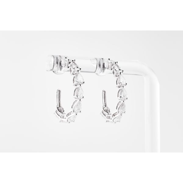14 Karat White Diamond J Hoop Earrings Dominion Jewelers Falls Church, VA