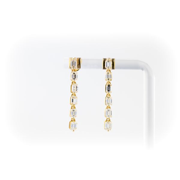 Yellow 14 Karat Emerald Cut Diamond Drop Earrings Dominion Jewelers Falls Church, VA