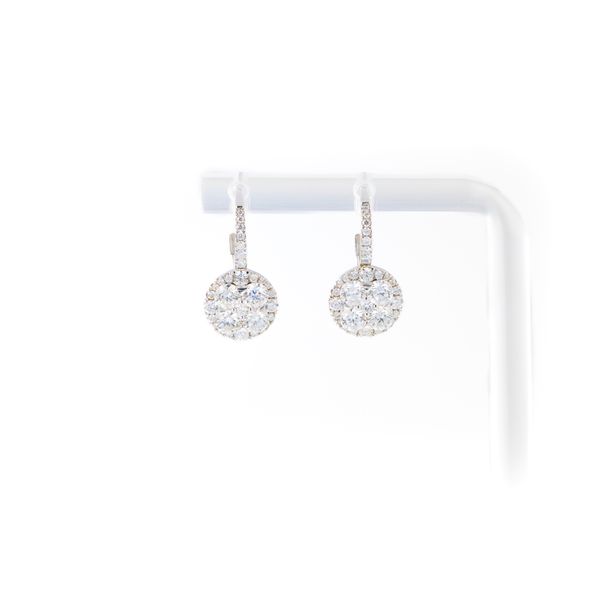 White 14 Karat Lever Back Diamond Earrings Dominion Jewelers Falls Church, VA
