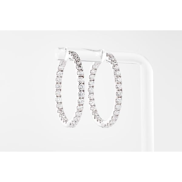 White 14 Karat Round Diamond In/Out Hoop Earrings Dominion Jewelers Falls Church, VA