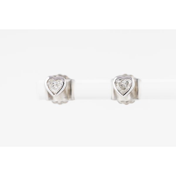 White 14 Karat Heart Shape Diamond Stud Earrings Dominion Jewelers Falls Church, VA