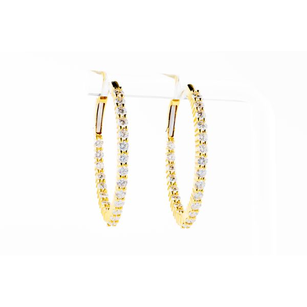 Yellow 18 Karat Diamond In/Out Hoop Earrings Dominion Jewelers Falls Church, VA