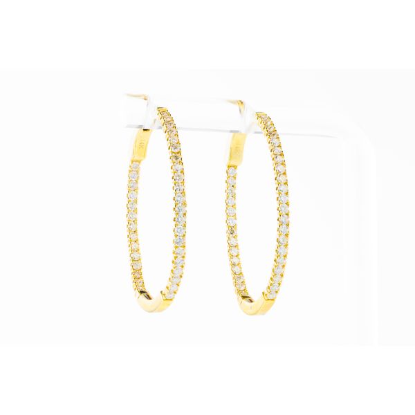 Yellow 14 Karat Diamond In/Out Hoop Earrings Dominion Jewelers Falls Church, VA