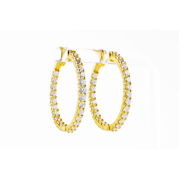 14K Yellow Gold Diamond In/Out Hoop Earrings Dominion Jewelers Falls Church, VA