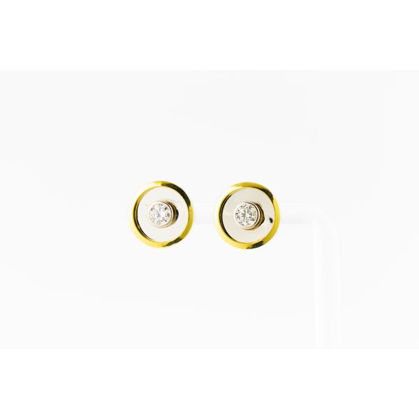 Two-Tone 14K Gold and Platinum Diamond Stud Earrings Dominion Jewelers Falls Church, VA