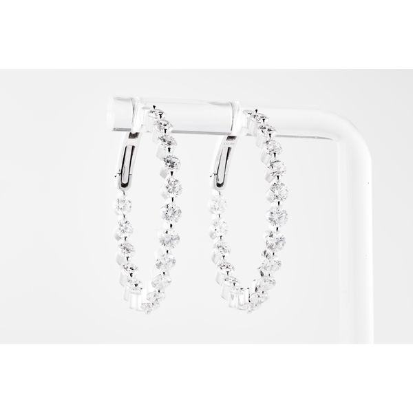 White 18 Karat In/Out Hoop Diamond Earrings Dominion Jewelers Falls Church, VA