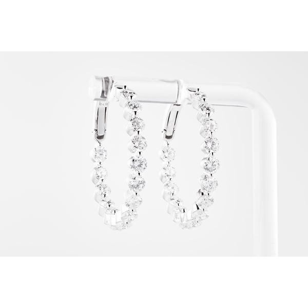 White 18 Karat In/Out Hoop Diamond Earrings Dominion Jewelers Falls Church, VA