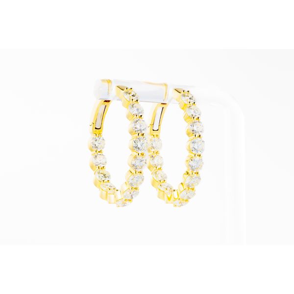 Yellow 14 Karat In/Out Hoop Diamond Earrings Dominion Jewelers Falls Church, VA