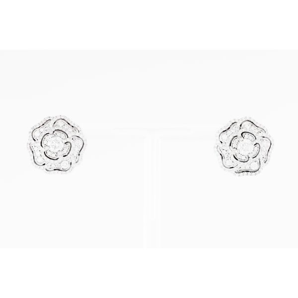 White 14 Karat Pave Set Diamond Earrings Dominion Jewelers Falls Church, VA