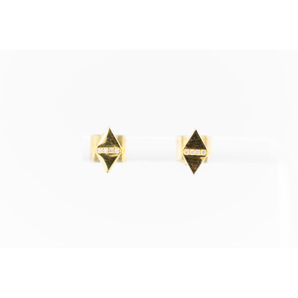 14K Yellow Gold Natural Diamond Geometric Earrings Dominion Jewelers Falls Church, VA