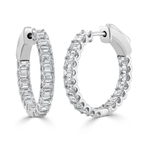 White 14 Karat Diamond In/Out Hoop Earrings Dominion Jewelers Falls Church, VA