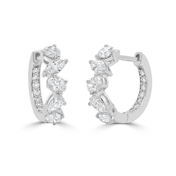 White 14 Karat Diamond In/Out Hoop Earrings Dominion Jewelers Falls Church, VA