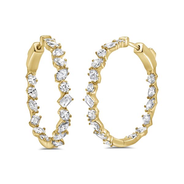 Yellow 14 Karat Diamond In/Out Hoop Earrings Dominion Jewelers Falls Church, VA