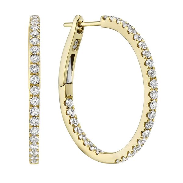 Yellow 14 Karat Diamond In/Out Hoop Earrings Dominion Jewelers Falls Church, VA