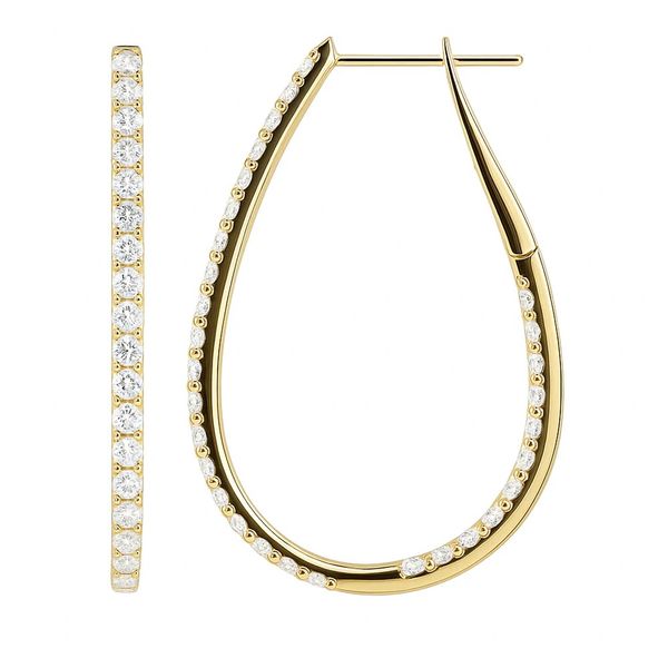 Yellow 14 Karat Diamond In/Out Hoop Earrings Dominion Jewelers Falls Church, VA