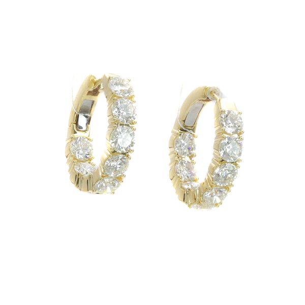 Yellow 18 Karat Diamond In/Out Hoop Earrings Dominion Jewelers Falls Church, VA