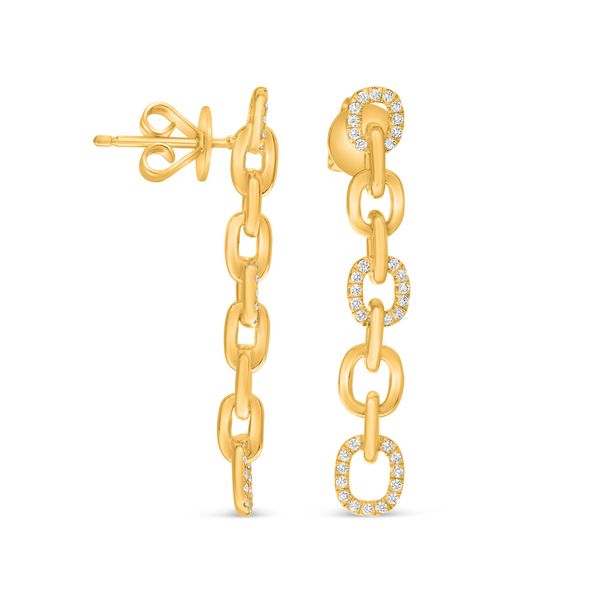 14K Yellow Drop Earrings with Round Diamonds Dominion Jewelers Falls Church, VA
