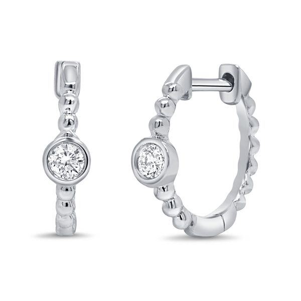 14K White Diamond Huggie Earrings Dominion Jewelers Falls Church, VA