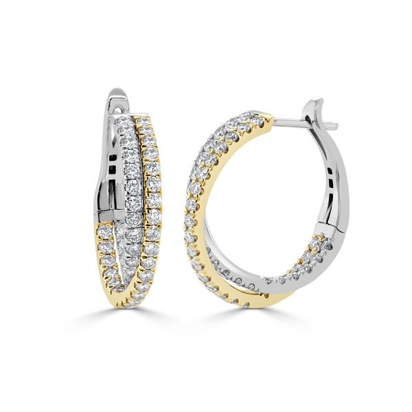 Two-Tone 14K Medium Diamond Hoop Earrings Dominion Jewelers Falls Church, VA