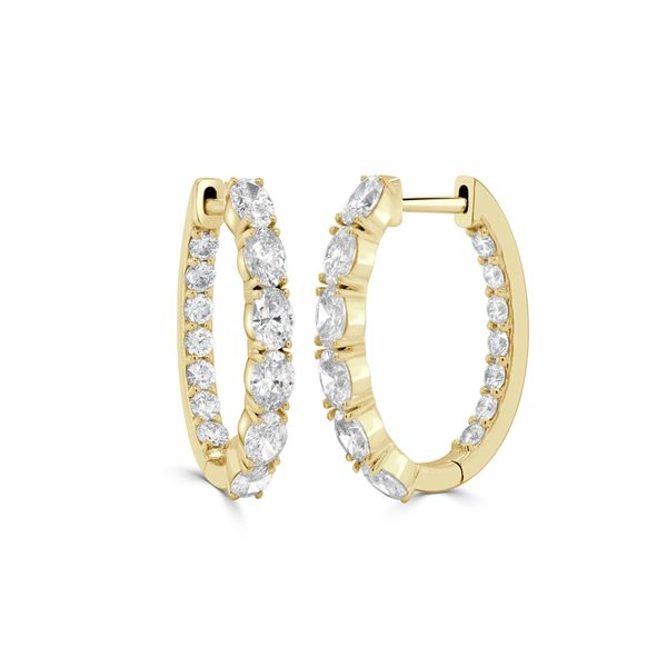 14K Yellow Diamond In/Out Hoop Earrings Dominion Jewelers Falls Church, VA