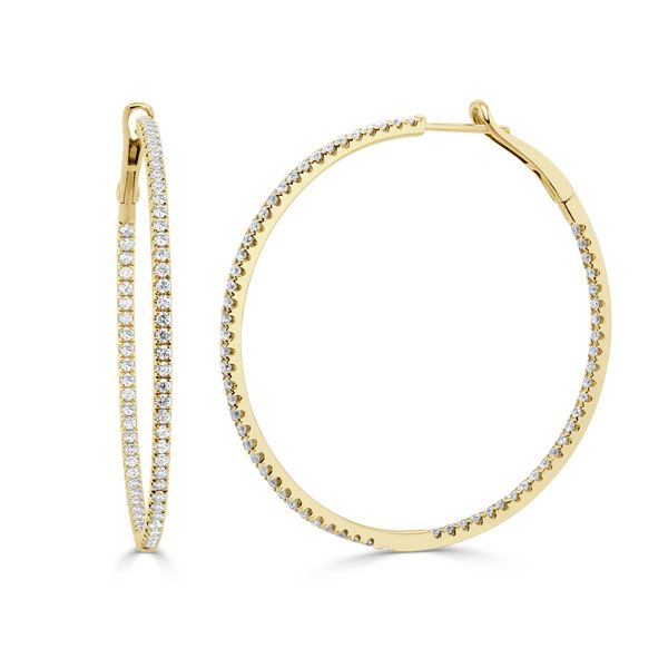 14K Yellow Diamond In/Out Hoop Earrings Dominion Jewelers Falls Church, VA