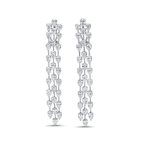 White 18 Karat Diamond Drop Earrings Dominion Jewelers Falls Church, VA
