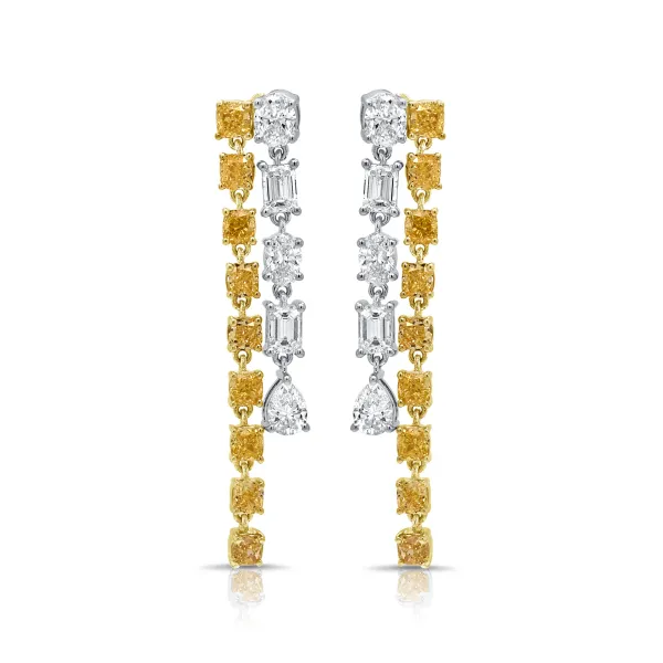Two-Tone Yellow Diamond & Fancy Shape White Diamond Drop Earrings Dominion Jewelers Falls Church, VA