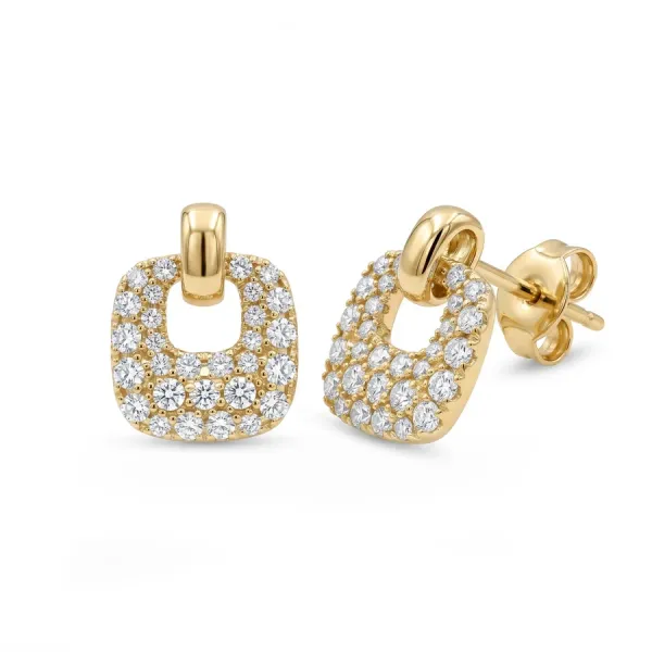 Gold & Pave Set Diamond Earrings Dominion Jewelers Falls Church, VA