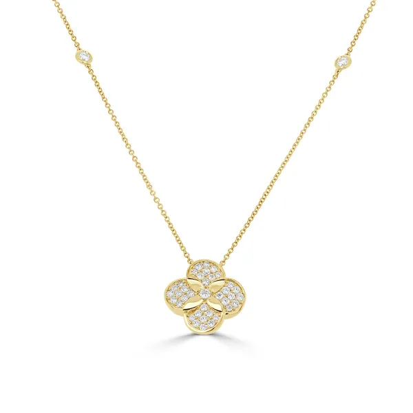 Diamond & Gold Flower Necklace Dominion Jewelers Falls Church, VA