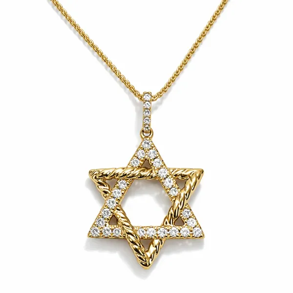 Yellow Gold & Diamond Star of David Pendant Necklace Dominion Jewelers Falls Church, VA