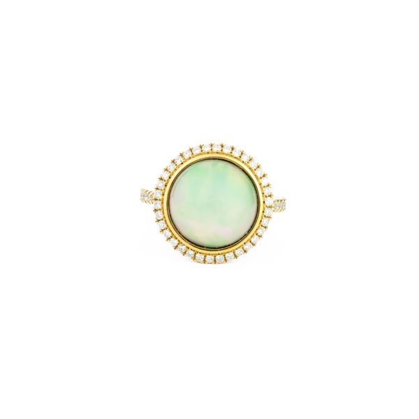 3.59ct Cabochon Opal & Diamond Halo Ring Dominion Jewelers Falls Church, VA